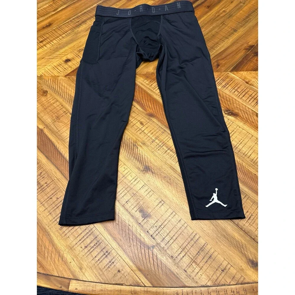 Jordan Sport 3/4 Tights Men’s Medium Black Dri-FIT Compression Pocket